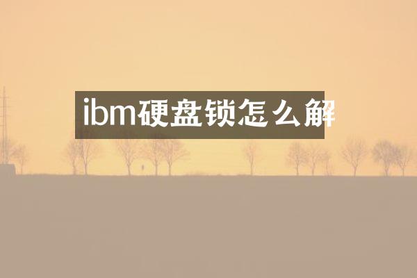 ibm硬盘锁怎么解