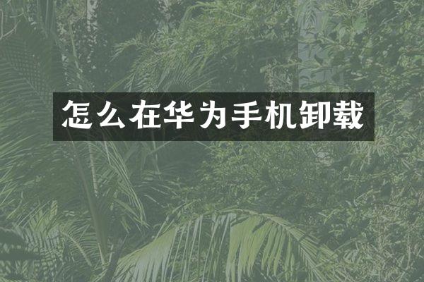 怎么在华为手机卸载