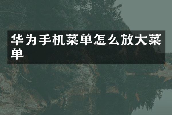 华为手机菜单怎么放大菜单
