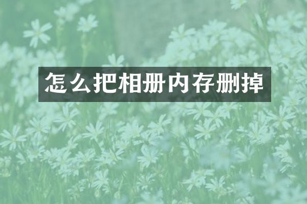 怎么把相册内存删掉