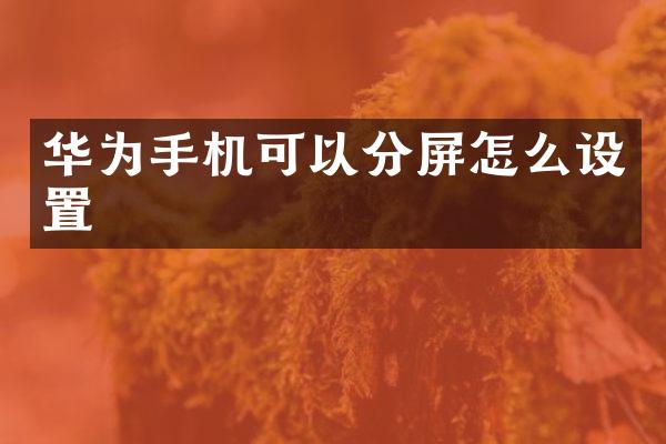华为手机可以分屏怎么设置