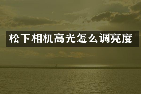 相机高光怎么调亮度