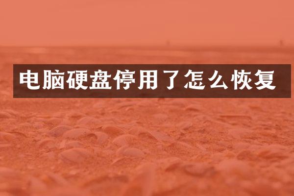 电脑硬盘停用了怎么恢复