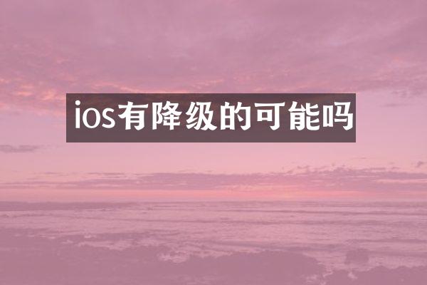 ios有降级的可能吗