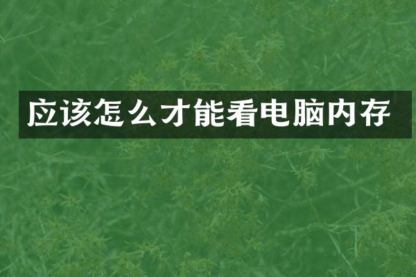 应该怎么才能看电脑内存