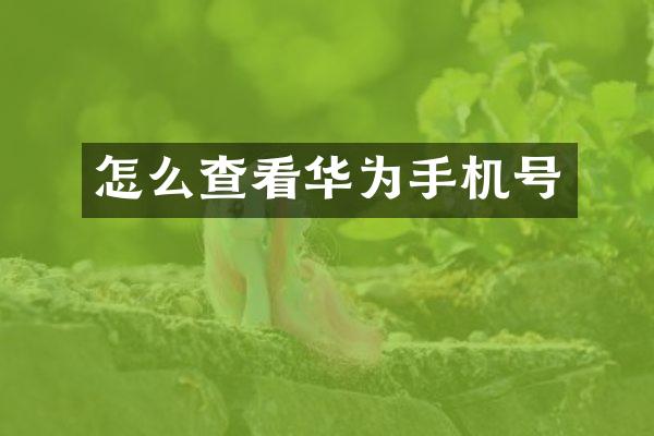 怎么查看华为手机号
