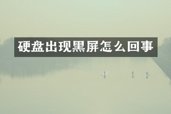 硬盘出现黑屏怎么回事
