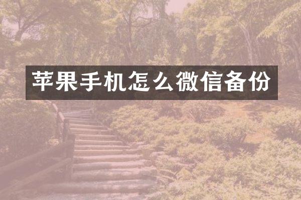 苹果手机怎么微信备份