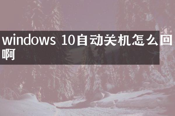 windows 10自动关机怎么回事啊