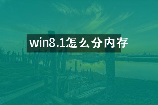 win8.1怎么分内存