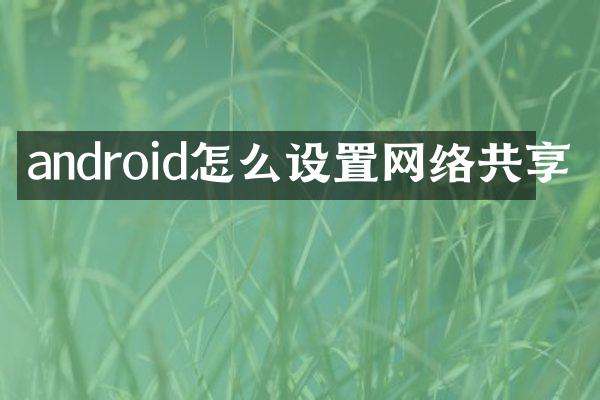 android怎么设置网络共享