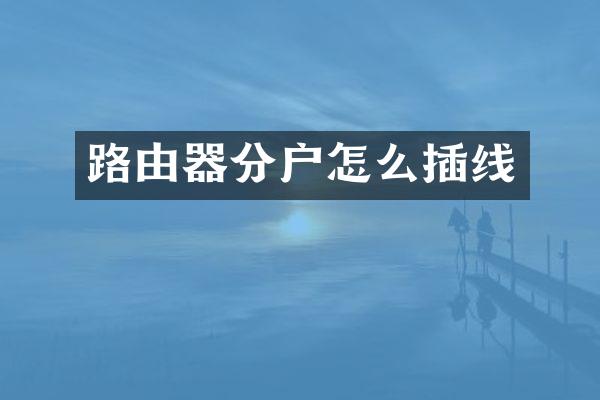 路由器分户怎么插线