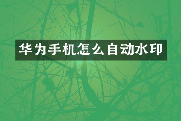 华为手机怎么自动水印