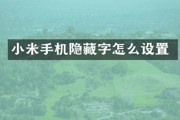 小米手机隐藏字怎么设置