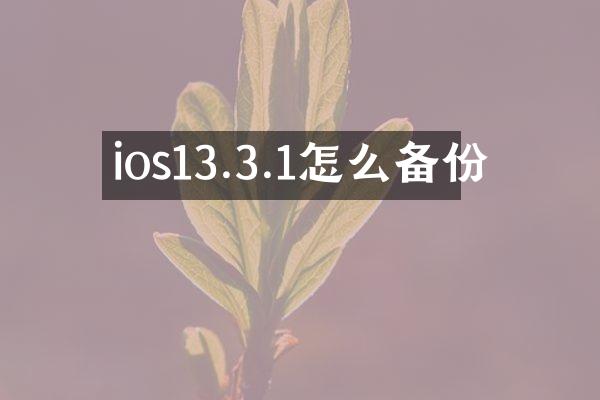 ios13.3.1怎么备份