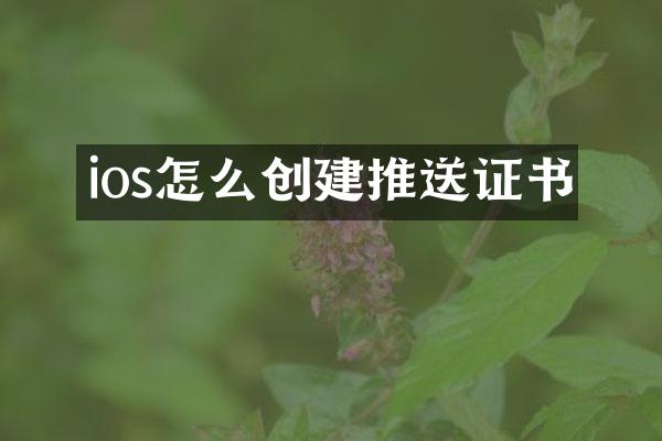 ios怎么创建推送证书