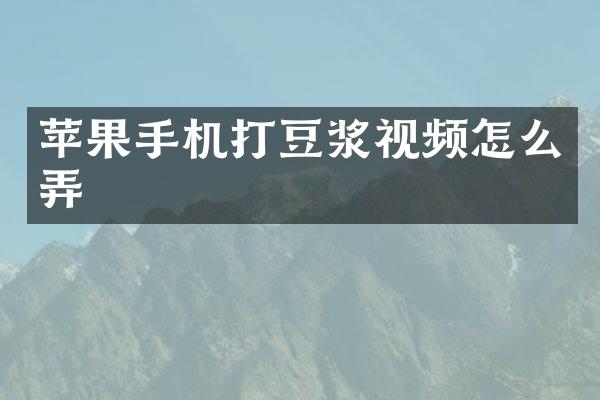 苹果手机打豆浆视频怎么弄
