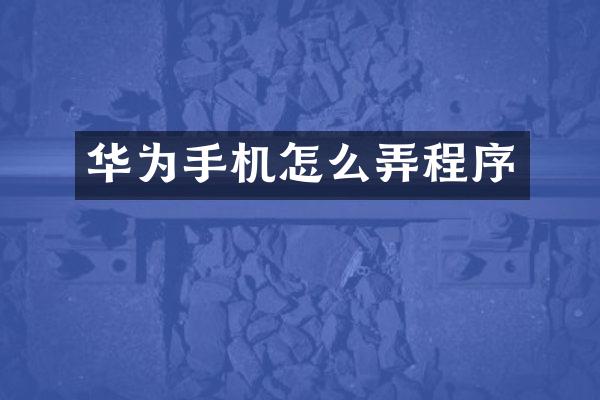 华为手机怎么弄程序