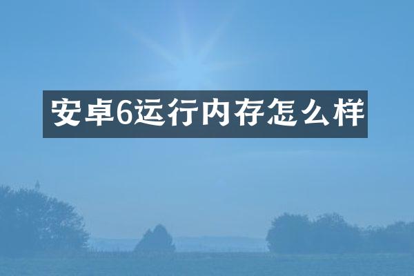 安卓6运行内存怎么样