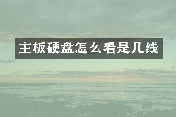 主板硬盘怎么看是几线