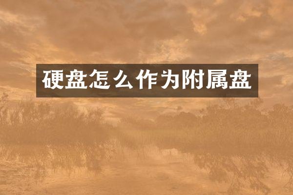 硬盘怎么作为附属盘