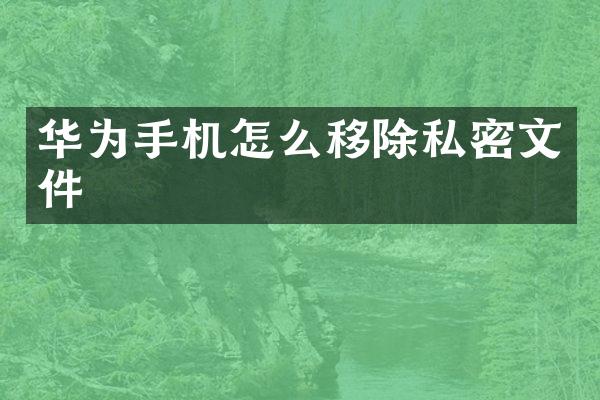 华为手机怎么移除私密文件