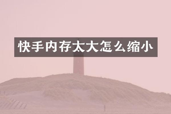 快手内存太大怎么缩小