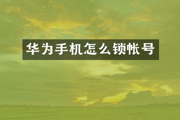 华为手机怎么锁帐号