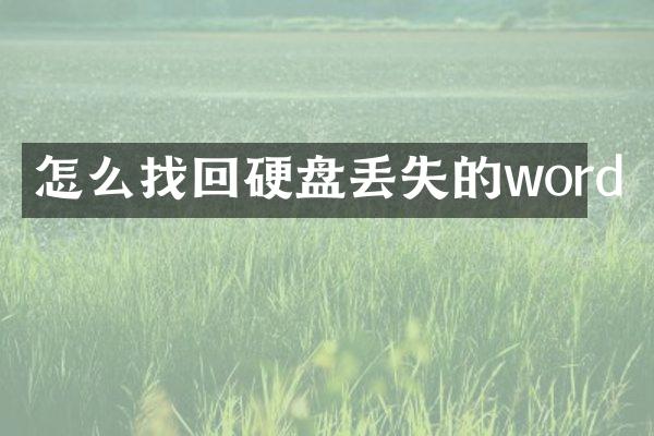 怎么找回硬盘丢失的word