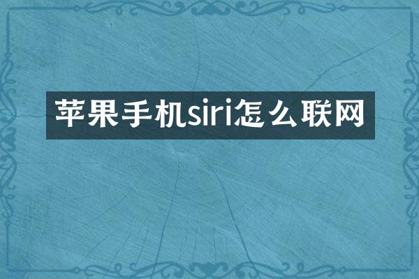 苹果手机siri怎么联网