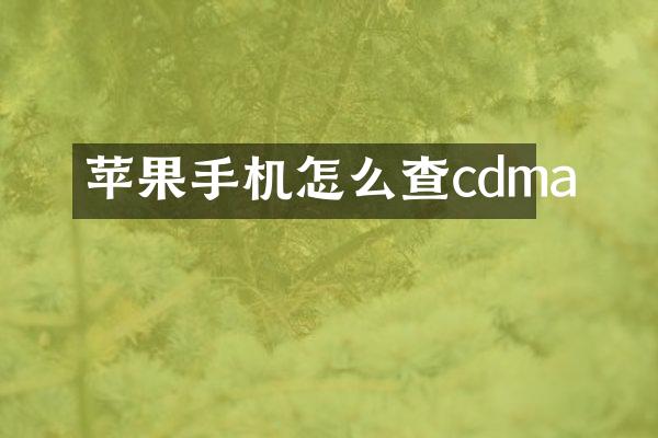 苹果手机怎么查cdma