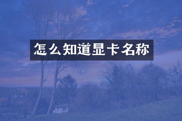 怎么知道显卡名称