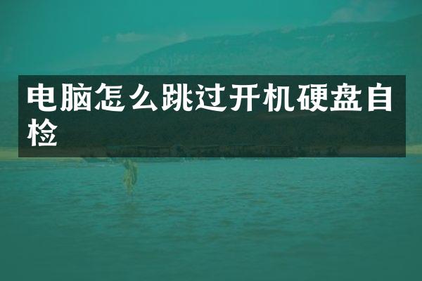 电脑怎么跳过开机硬盘自检