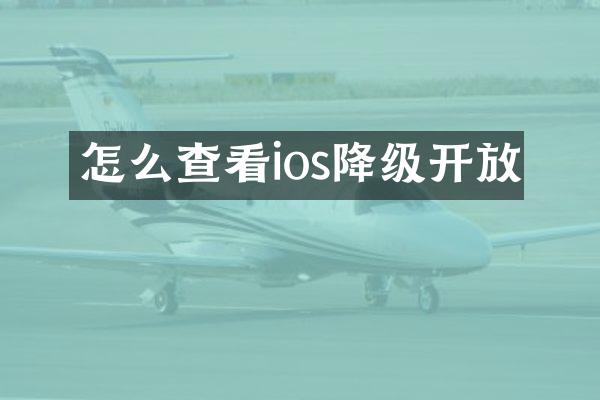 怎么查看ios降级开放