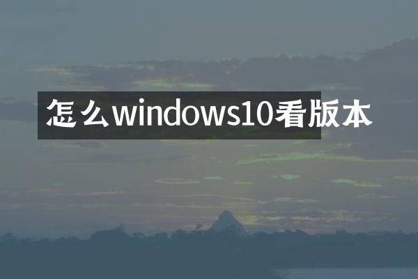 怎么windows10看版本