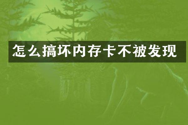 怎么搞坏内存卡不被发现