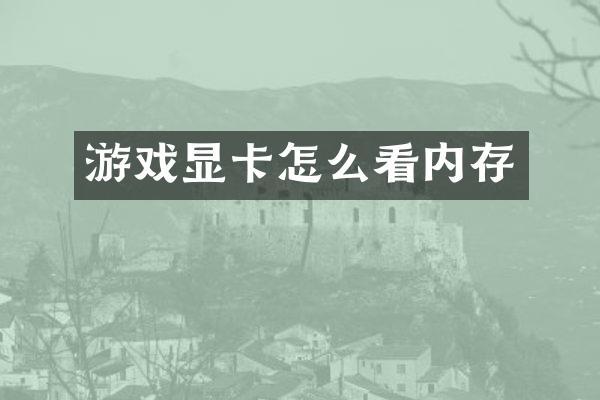 游戏显卡怎么看内存