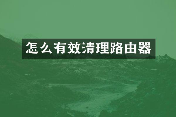 怎么有效清理路由器