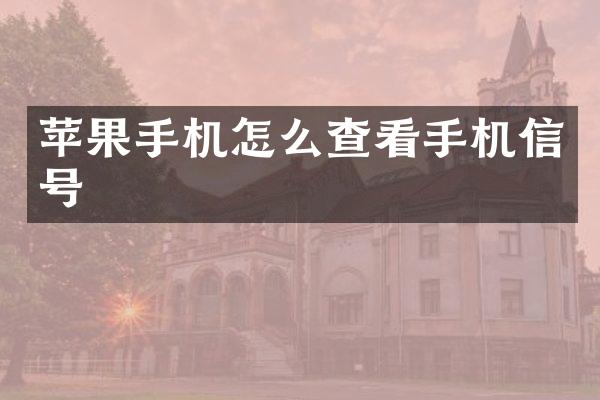 苹果手机怎么查看手机信号