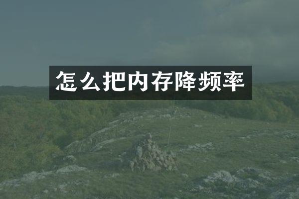 怎么把内存降频率