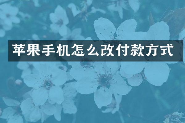 苹果手机怎么改付款方式