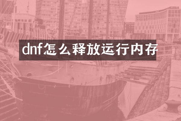 dnf怎么释放运行内存