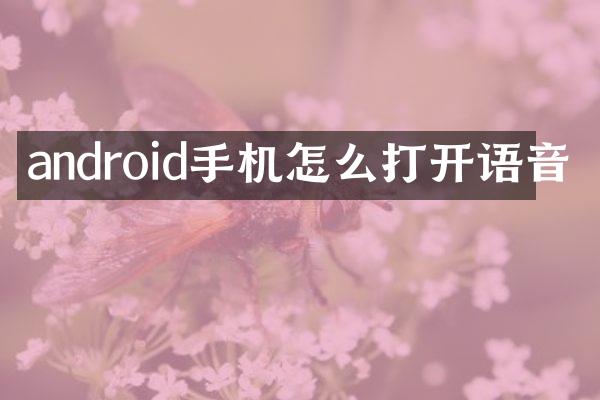 android手机怎么打开语音