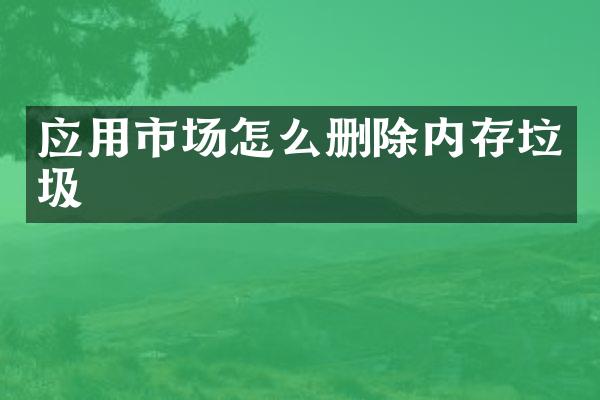 应用市场怎么删除内存垃圾
