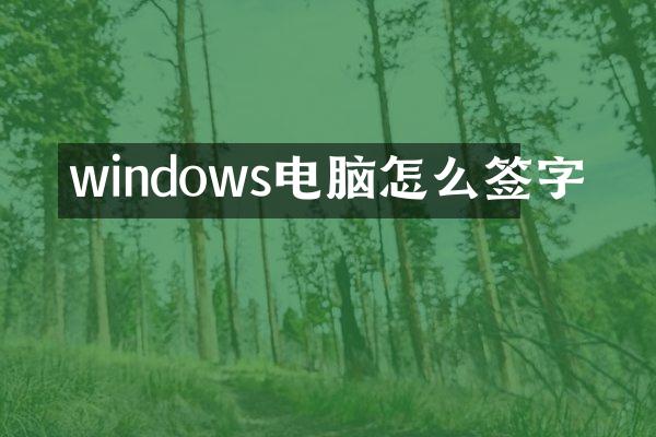 windows电脑怎么签字