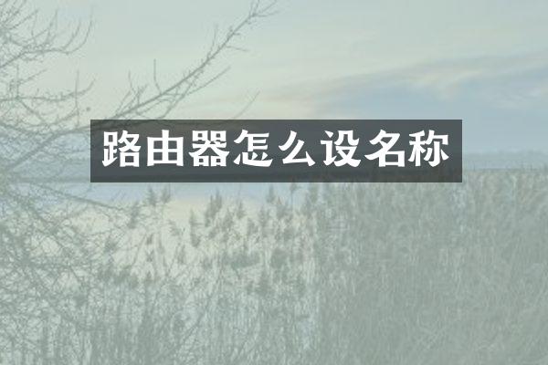 路由器怎么设名称