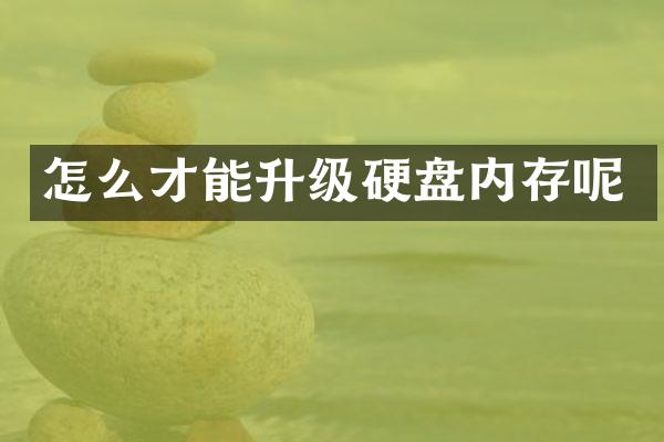 怎么才能升级硬盘内存呢