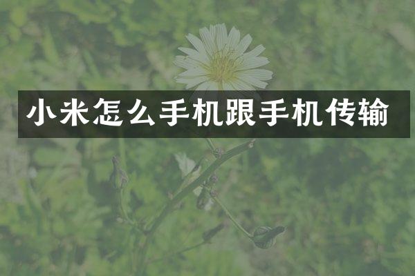 小米怎么手机跟手机传输
