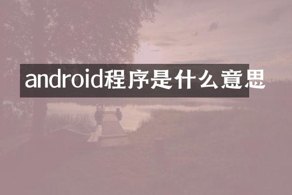 android程序是什么意思