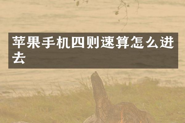 苹果手机四则速算怎么进去